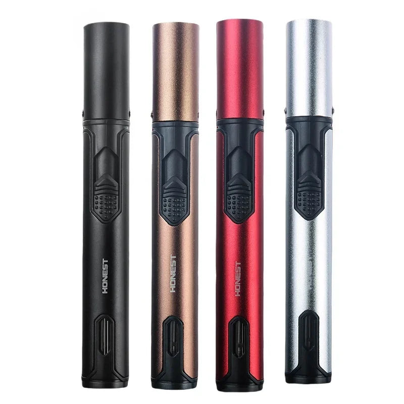 Honest Metal Windproof Torch Lighter – Refillable Pen Jet Flame for Kitchen, BBQ & Camping