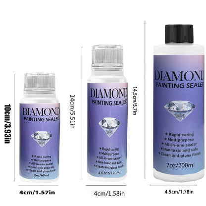 Diamond Painting Sealer Glue with Brushes — 60ML/120ML/200ML Permanent Hold & Shine Puzzle Coating Set