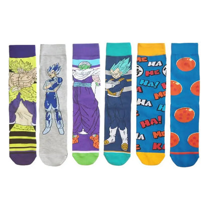 Men’s Dragon Ball Anime Mid Tube Socks - Bandai Cartoon Character Cotton Crew Socks