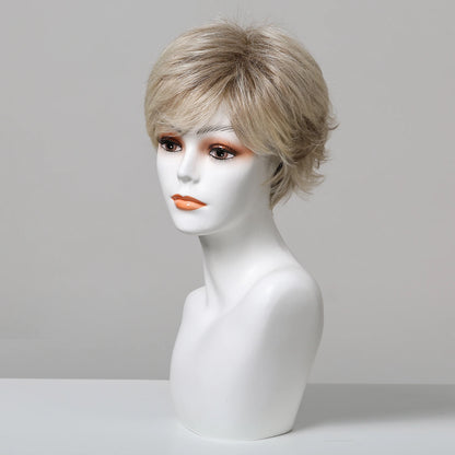 Platinum Blonde Short Pixie Cut Wig – 8 Inch Human Hair Wig with Bangs for Women, Soft Machine Made