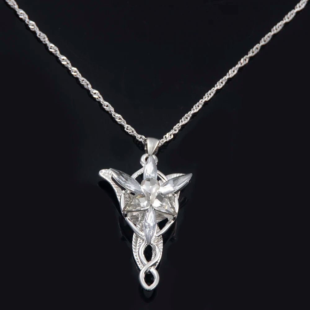 Lord of the Rings Arwen Evenstar Necklace – Elf Princess Crystal Pendant Choker Jewelry Gift for Women