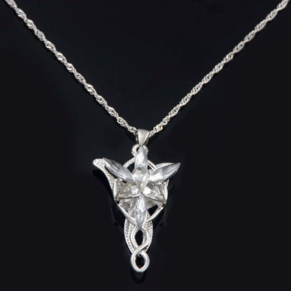Lord of the Rings Arwen Evenstar Necklace – Elf Princess Crystal Pendant Choker Jewelry Gift for Women