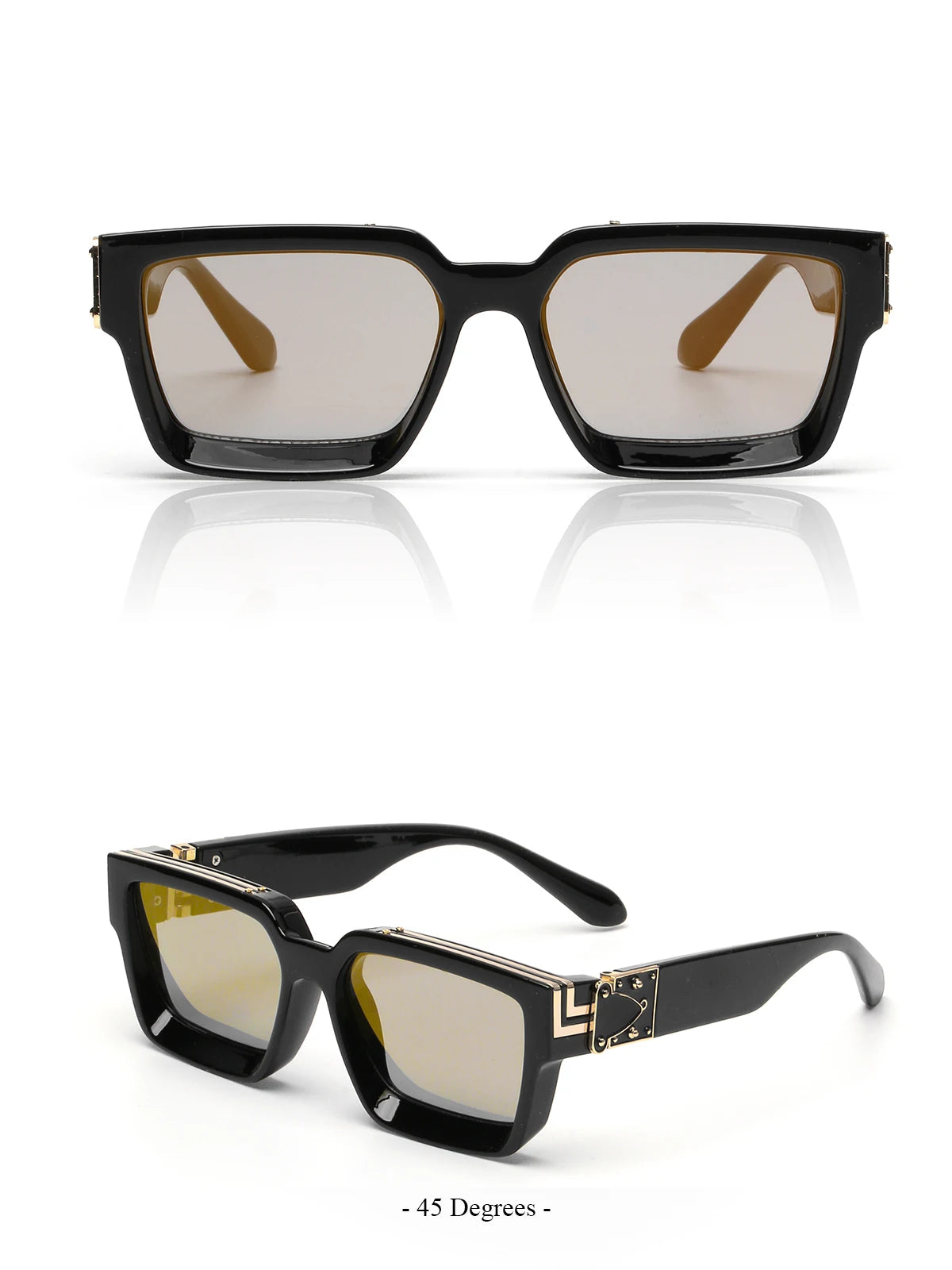 Ruiao Retro Black Millionaire Sunglasses – Luxury Square Designer Shades for Men & Women (2024)