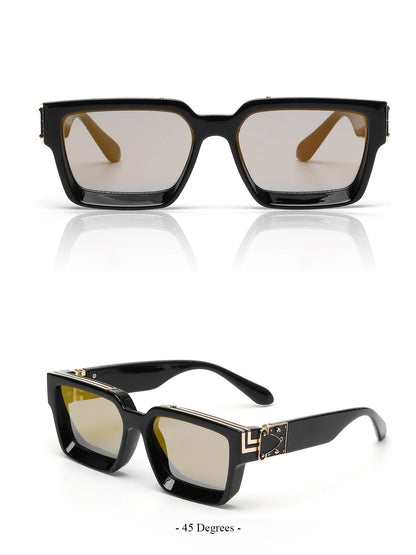 Ruiao Retro Black Millionaire Sunglasses – Luxury Square Designer Shades for Men & Women (2024)
