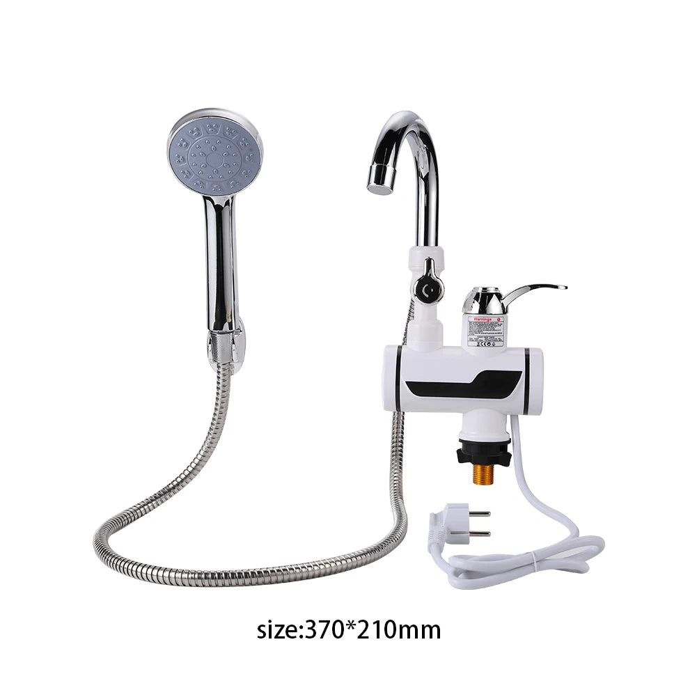 3000W Instant Electric Water Heater — EU Plug Digital Display Tankless Shower & Kitchen Faucet 220V
