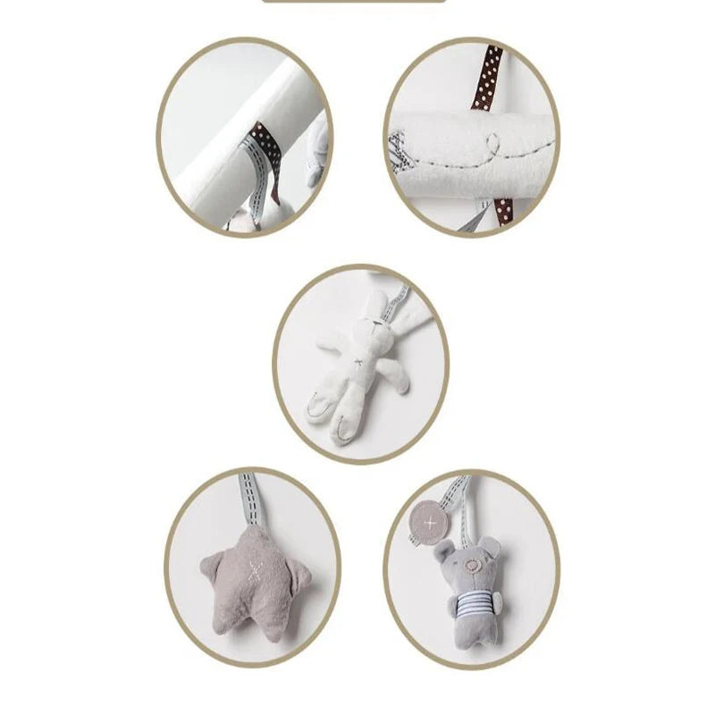 2025 Hanging Plush Toy – Rabbit Baby Hand Bell Safety Seat Toy, Multifunctional Stroller Mobile Gift
