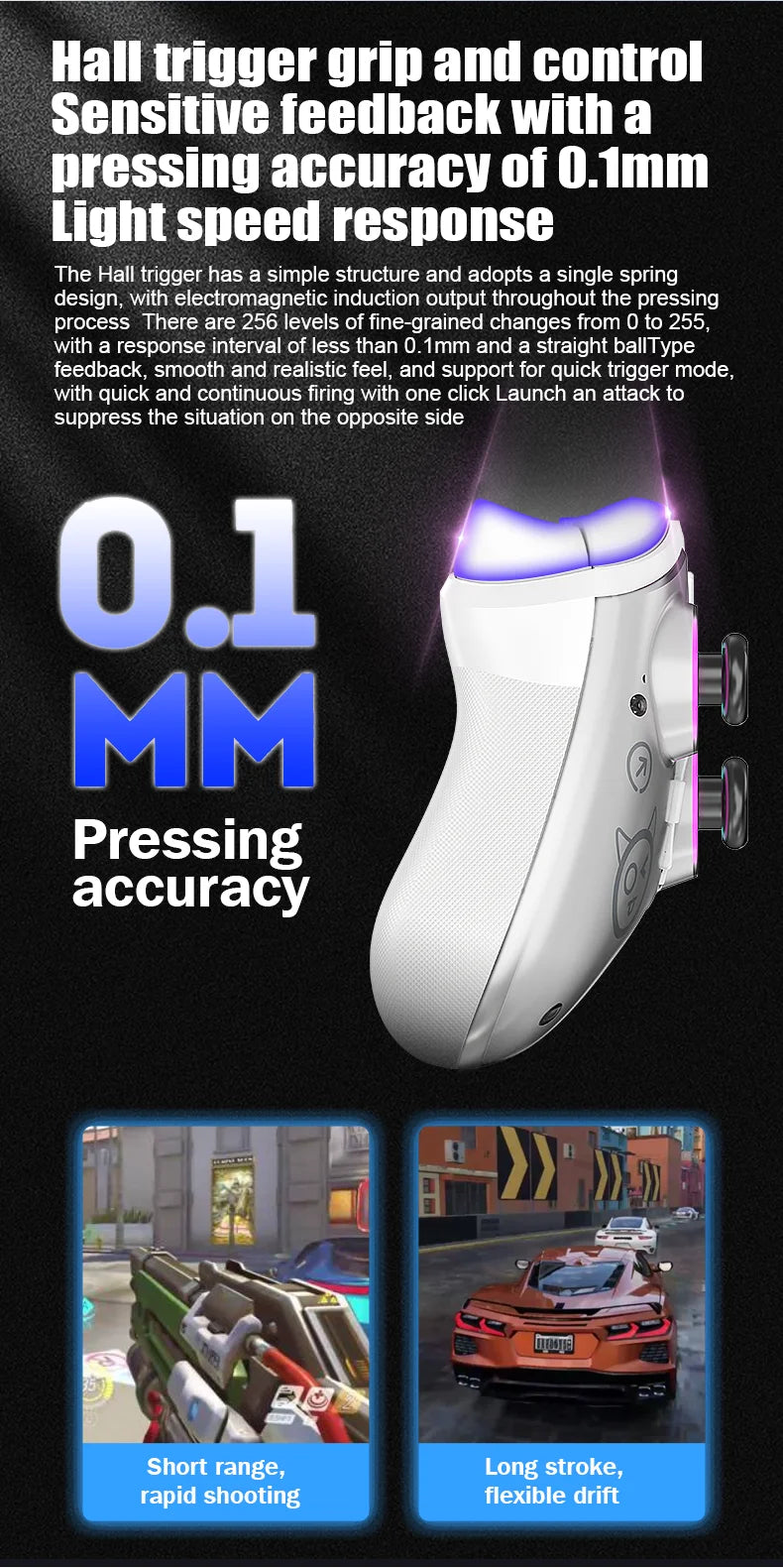 CM-619 Wireless Game Controller — Dual Motor, Dazzling Light, Compatible with iOS, Android & PC