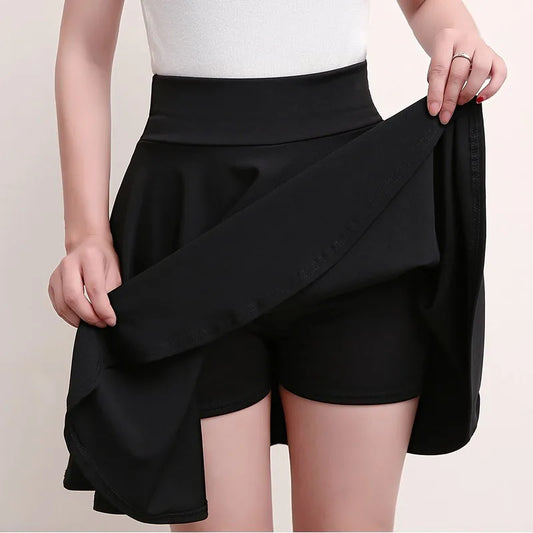 Women’s Flared Mini Skirt with Built-In Shorts – Pleated Skater Style Casual Fashion Skirt, Plus Size 2025 Design