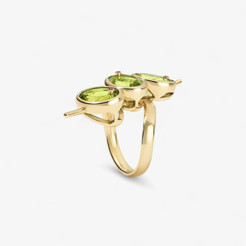 Green Zirconia Geometric Bead Ring - Elegant Women’s Daily Wear Party Jewelry Gift Accessory