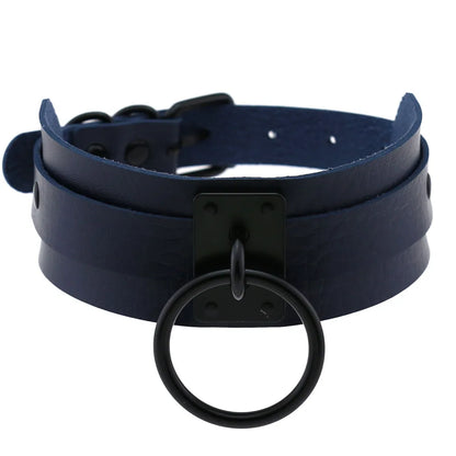 Punk Black O-Ring Leather Choker Necklace for Women – Gothic Emo Harajuku Rock Jewelry