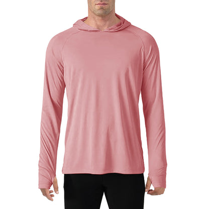 TACVASEN Men's Sun Protection Hoodie T-Shirt – UV-Proof, Lightweight, Breathable Long Sleeve Quick-Dry Top