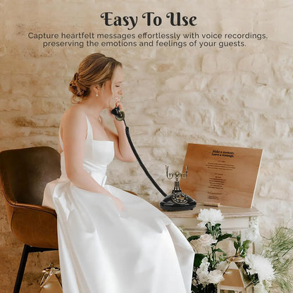 Vintage-Style Audio Guest Book Phone - Voicemail Recorder for Weddings, Graduations, Retirements, Birthdays & Baby Showers