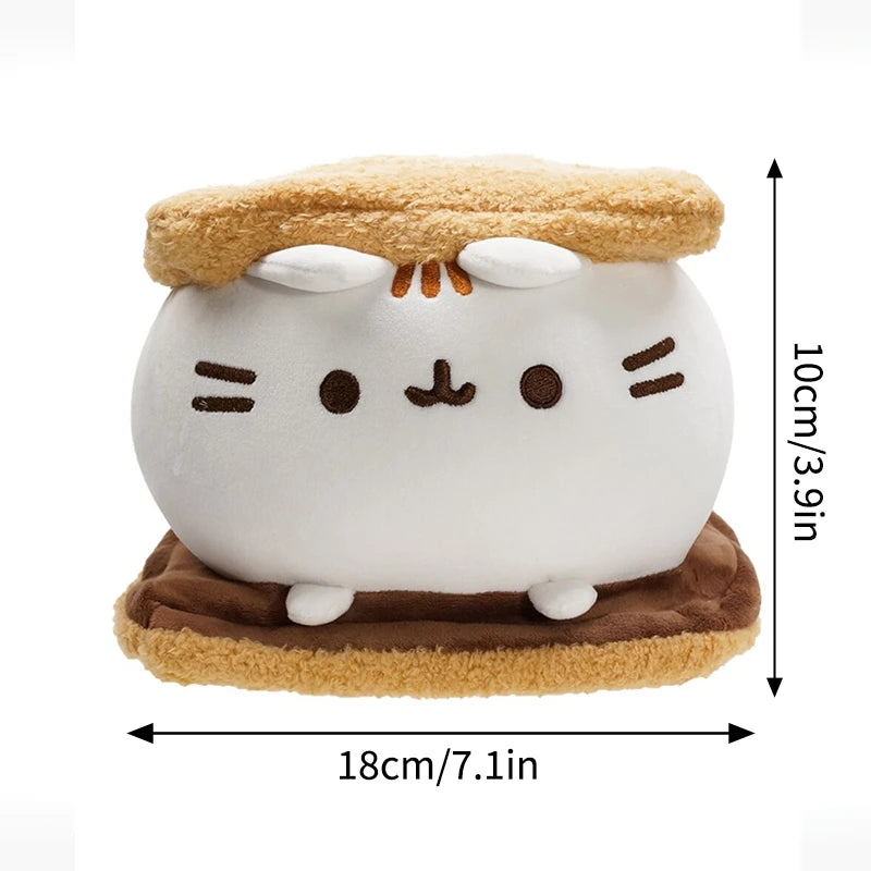 Pusheen Cat Figure and Plush Pillow - Cute Anime Desk Decor, Fluffy Cushion Ornament, Birthday Gift for Cat Lovers and Pusheen Fans