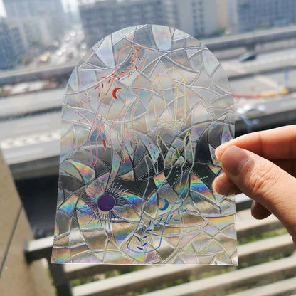3D Rainbow Sun Catcher Window Film Sticker – Self-Adhesive PVC Light Catching Wall & Glass Decal for Home Decor & Motorcycle Styling