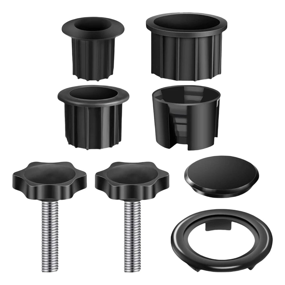 Umbrella Base Bracket Accessories Kit – Plastic Pipe Sleeve, M8 Threaded Bolt, Star Handle Clamping Screws for Sun Umbrella Fixing
