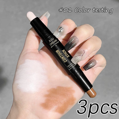 Double-Ended Highlight & Contour Stick – 3D Nose Shadow, Facial Shaping, Brightening & Trimming Makeup Tool
