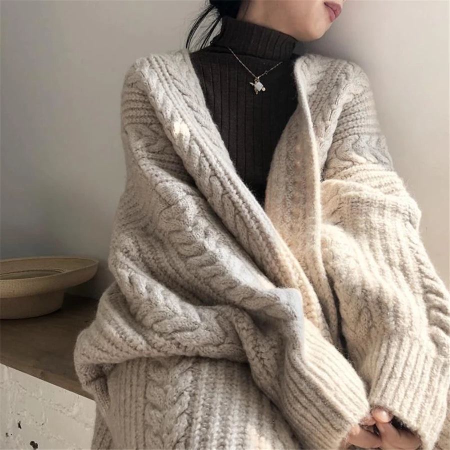 Women's Hollow Out Knitted Cardigan Coat – Casual Loose Fit, Big Size 4XL, Long Gilet Sweater Jacket