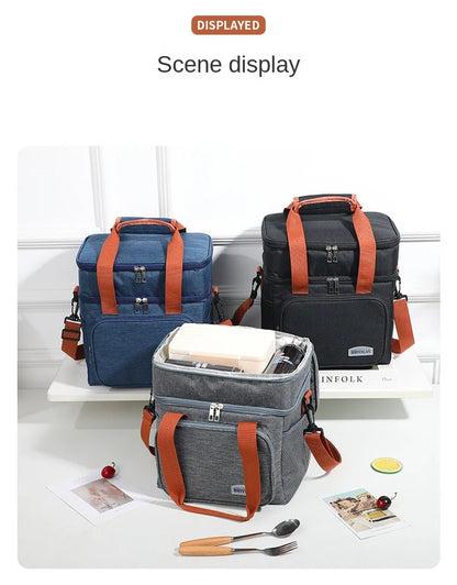 Double Layer Lunch Bag – Large Capacity Thermal Insulated Leakproof Cooler Tote for Work, School & Picnic