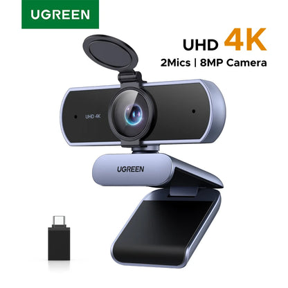 UGREEN 4K FHD 1080P 8MP Webcam – PDAF Auto Focus, Dual AI Noise-Cancelling Mics for PC, Zoom, Teams & Google Meet