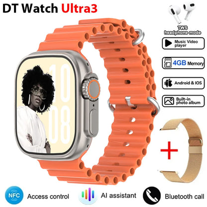 2025 DT Ultra 3 Pro Smartwatch – NFC, Bluetooth Call, Music & Video, Waterproof for Android & iOS, 32GB