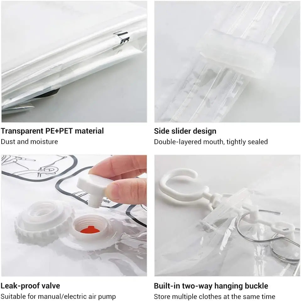 Hanging Vacuum Storage Bag: Sealable Clothing Bags for Suits, Dresses, Coats, Jackets - Closet Organizer Solution