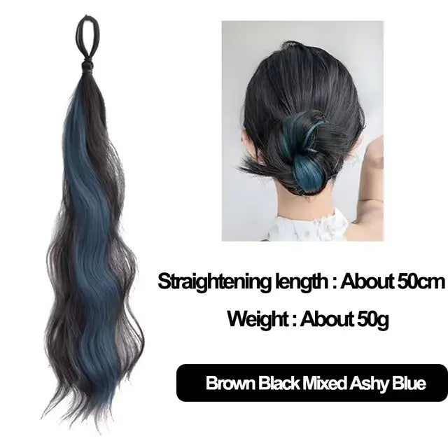 50cm Synthetic Self-Winding Ball Head Wig Hair Bundle – Highlight DIY Bun for Women, Volume-Boosting Bud Hair Extension