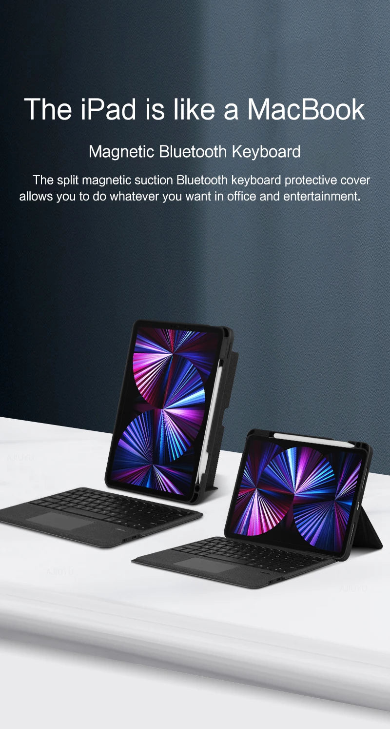 AJIUYU Keyboard Case for iPad Pro 11" & 12.9" (2018-2022) – Backlit Smart Keyboard with TouchPad for iPad Air & 10.2"