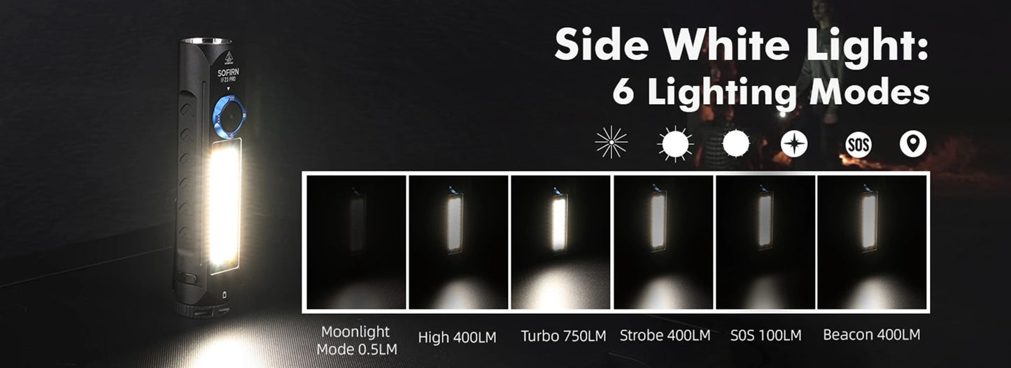 Sofirn IF23 PRO RGB Flashlight – 5000 Lumen XHP70B LED, 21700 USB-C Rechargeable Torch with Magnetic Base