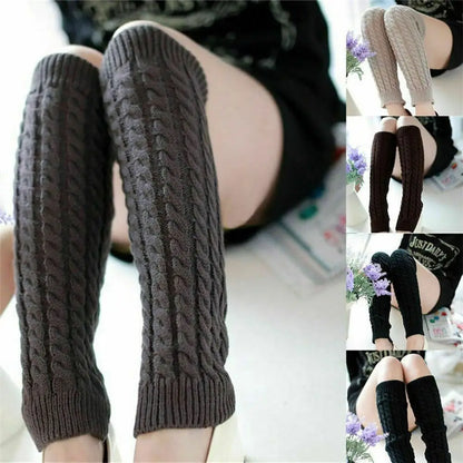 Vintage Women's Warm Crochet Knit Cable Leg Warmers - Thermal Boot Covers for Winter