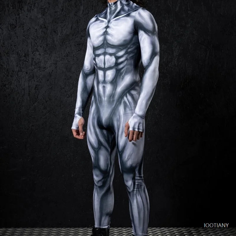 Mechanical Muscle Zentai Bodysuit — Men’s Halloween Punk Cosplay & Carnival Costume 2025