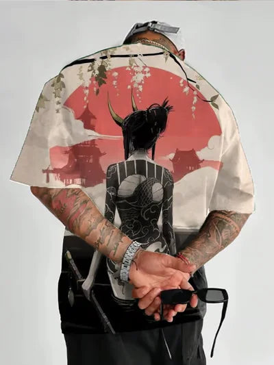 Anime Girl 3D Print T-Shirt - Casual Loose Short Sleeve Streetwear for Men