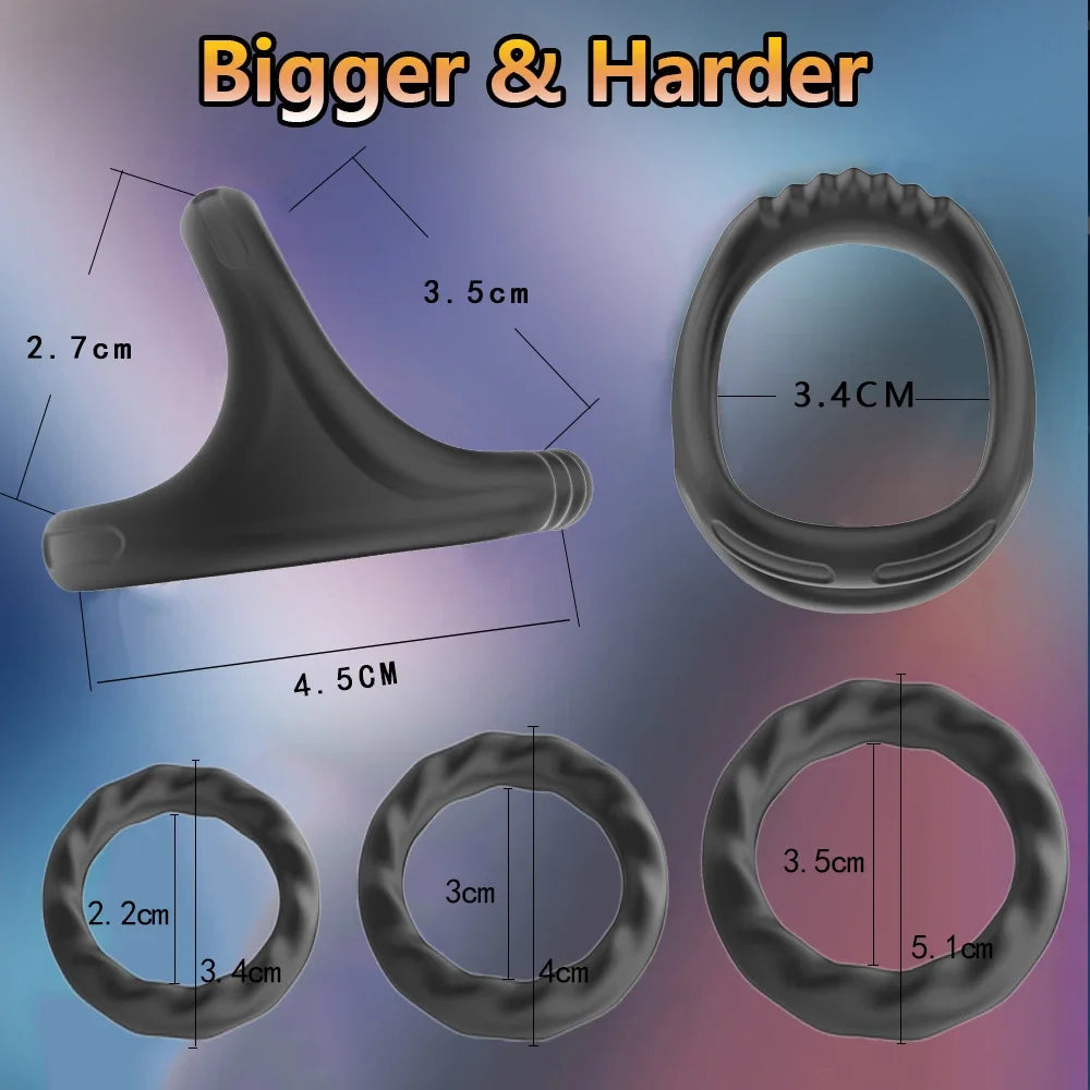 3PCS Durable Silicone Cock Rings – Penis Enlargement, Delay Ejaculation & Scrotum Lock Rings for Men Adults