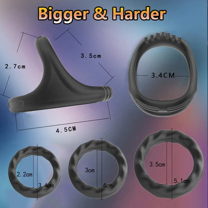 3PCS Durable Silicone Cock Rings – Penis Enlargement, Delay Ejaculation & Scrotum Lock Rings for Men Adults