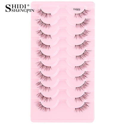 SHIDISHANGPIN 5/10 Pairs Cat Eye False Lashes – 3D Mink Half Lashes, Eyelash Extensions for Natural Makeup, Faux Cils Maquiagem