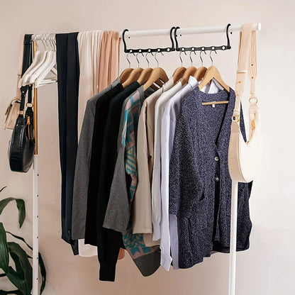 5-Hole Multifunctional Folding Hanger – Space-Saving Windproof Plastic Hook for Apartments, Dorms & Homes