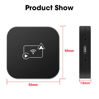 JMCQ Mini Wireless CarPlay and Android Auto Adapter - Wired to Wireless Box for Toyota, Mazda, Nissan, Suzuki, Kia, Ford, Skoda, Hyundai