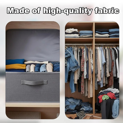 Foldable Linen-Look Storage Box - Large Zipper Wardrobe Organizer Bin for Clothes, Sweaters & Household Items