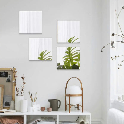 4-Piece Set of 3D Acrylic Mirror Wall Stickers - 2mm Thick, Self-Adhesive, Flexible DIY Art for Living Room Decor