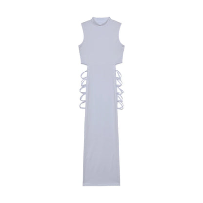 Women’s Criss Cross Cut Out Bodycon Dress – Sexy Sleeveless Mock Neck Slim Fit Party & Club Mini Dress