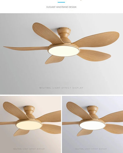 52-inch Modern LED Ceiling Fan — 60W Low Floor DC Motor, 35W Light, Remote Control, 110-220V