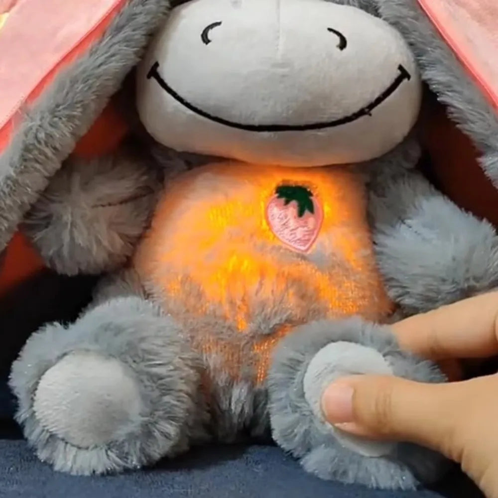 12.6-inch Luminous Breathing Plush Doll – Motion Light Baby Sleeping Toy Donkey Cartoon Soft Doll for Early Childhood
