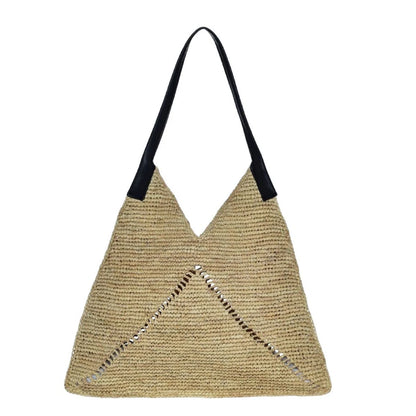 2025 Fashion Straw Tote Bag - Triangle Woven Shoulder Handbag for Beach & Casual Summer Style