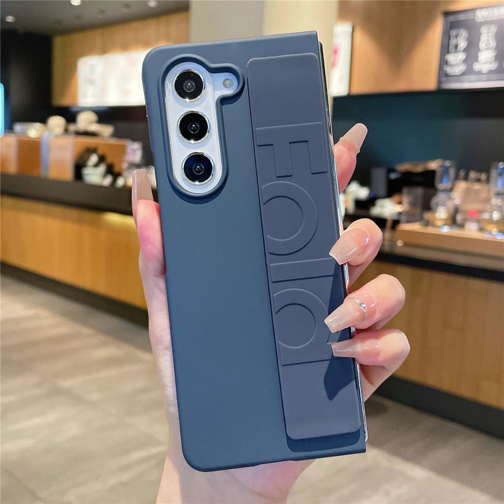 Samsung Galaxy Z Fold Series Phone Case - Ultra-Thin Matte Hard Cover with Soft Silicone Wrist Strap Bracket