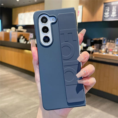 Samsung Galaxy Z Fold Series Phone Case - Ultra-Thin Matte Hard Cover with Soft Silicone Wrist Strap Bracket