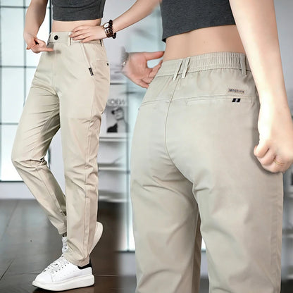 Men's Ice Silk Straight Leg Pants - Lightweight Breathable Summer Casual & Business Trousers