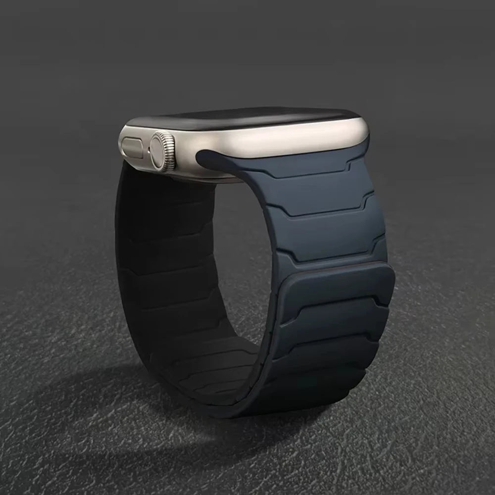 Silicone Magnetic Strap for Apple Watch - Adjustable Band for 49mm/46mm/45mm/44mm/42mm/41mm/40mm Series Ultra, SE & More