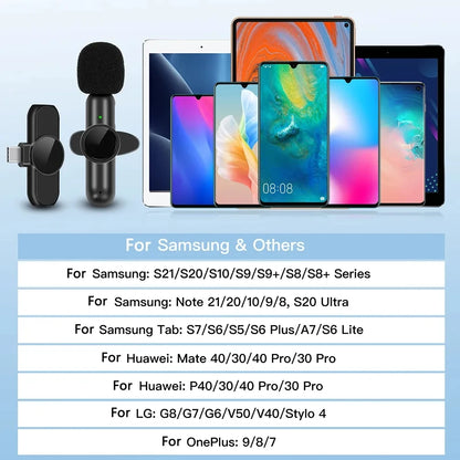 K61 Wireless Lavalier Microphone – Mini Mic for iPhone, iPad, Android, Laptop, and Live Streaming