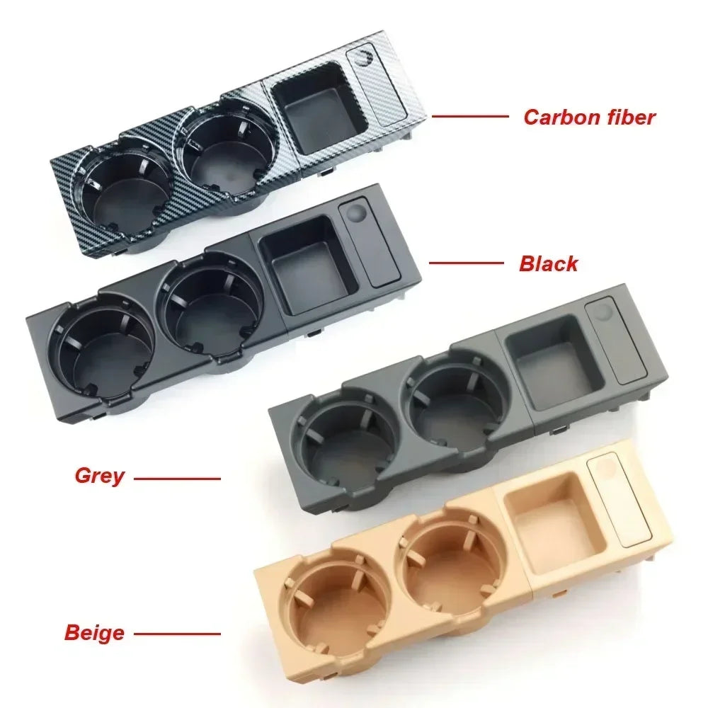 Double Hole Front Center Console Storage Box – Coin & Cup Holder for BMW E46 1999-2006 (51168217953)