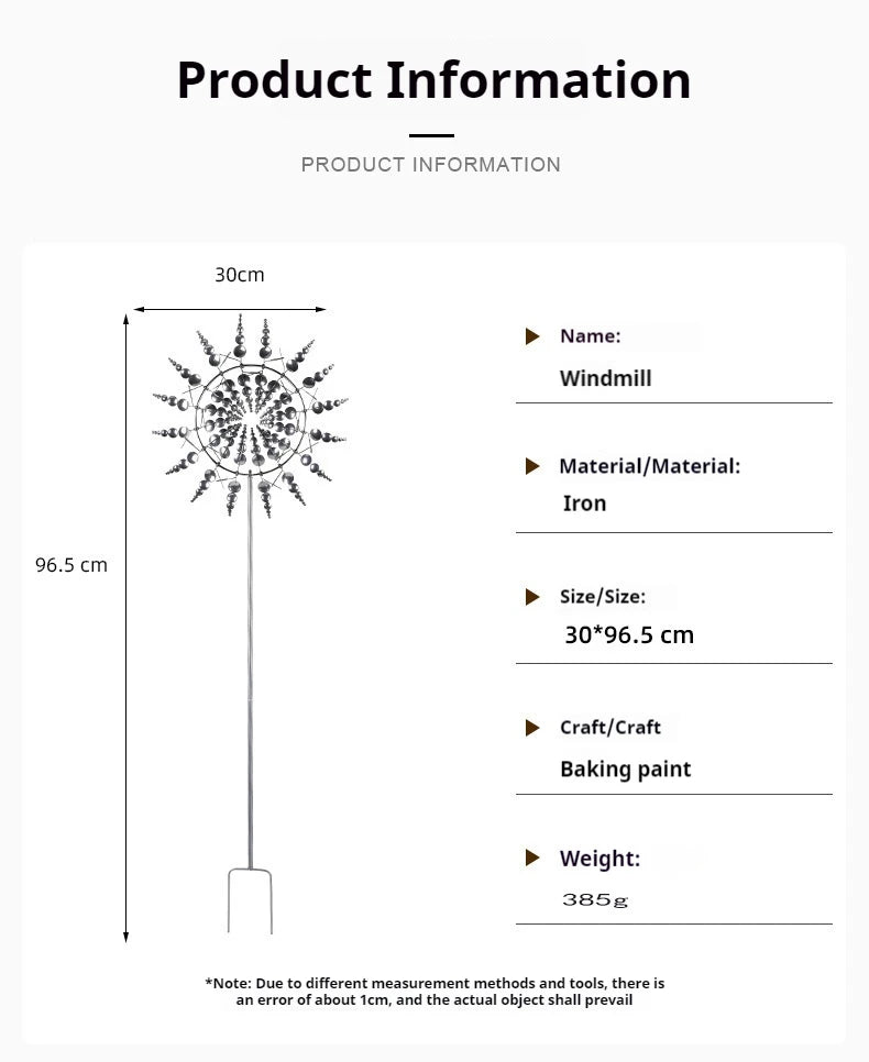 Creative 360-Degree Rotating Metal Windmill – Garden Lawn Yard Decoration & Ornament