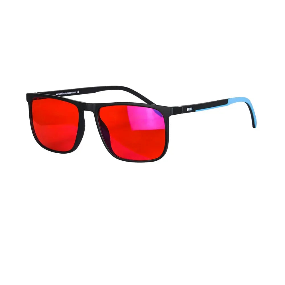 SHINU Blue Light Blocking Glasses – Red Lens Anti-Glare Eyewear for Men to Reduce Eye Strain
